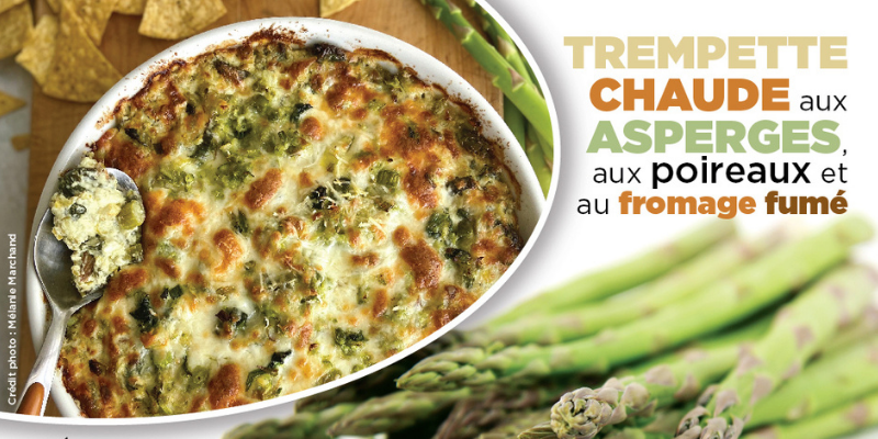 Recette : Trempette chaude aux asperges aux poireaux et au fromage fumé