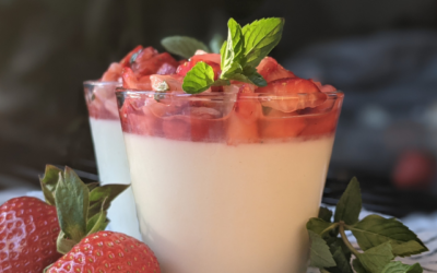 Recette: Panna cotta d’asperges blanches, fraises marinées érable et menthe